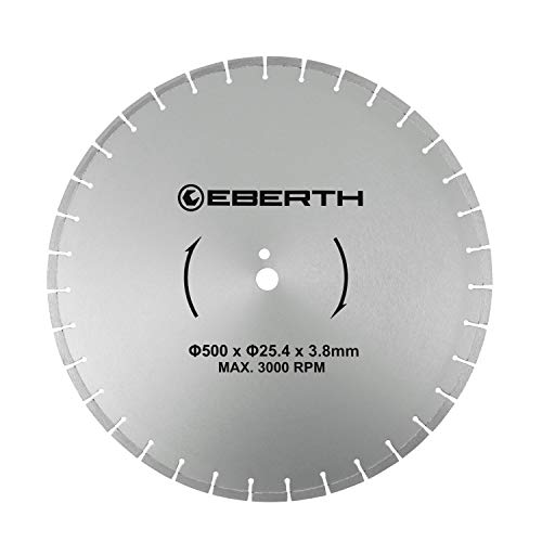 EBERTH Trennscheibe Diamanttrennscheibe für Stein, Beton, Fliesen und Feinsteinzeug, Diamantscheibe mit 500mm Durchmesser, 25,4mm Bohrung, 3,8mm Stärke, Diamant Trennscheibe f. Granit, Keramik, Marmor von EBERTH