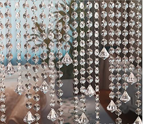 EBETA 10Pcs 1M Acrylic Octagon Perlen Stränge Hanging Ornament für Baum Girlanden Hochzeit Weihnachtsdekoration Anhänger Perlen Vorhang (mit Diamant Anhänger) von EBETA
