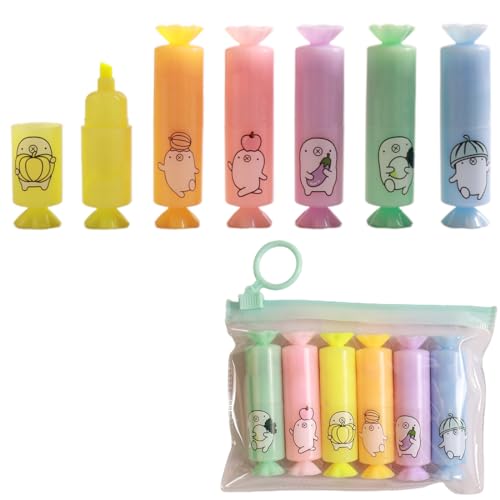 EBHO 6 Stück Mini Textmarker Set Marker Stifte Bonbon Form für Geburtstag Grußkarte Zeichnung Poster von EBHO