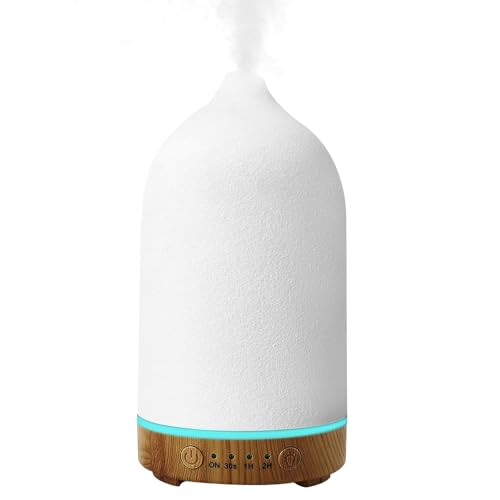 EBKCQ Aroma Diffuser Keramik, 100ml Ultraschall Diffusor für Ätherische Öle, BPA-Frei Luftbefeuchter Duftöl Diffuser, Automatisch Power-Off Duftlampe für Schlafzimmer, Büro, Spa (Weiß) von EBKCQ