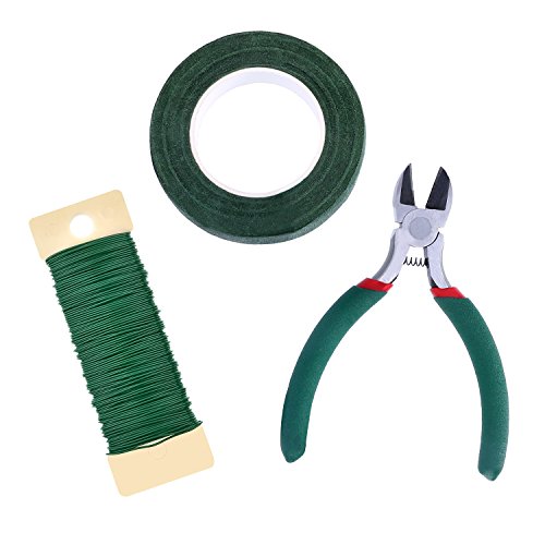 Blumen Arrangement Werkzeug Kit Blumenband Stiel Wrap 1/2 Zoll mal 30 Yards, 22 Gauge Grün Paddle Wire und 4 1/2 Zoll Drahtschneider von EBOOT