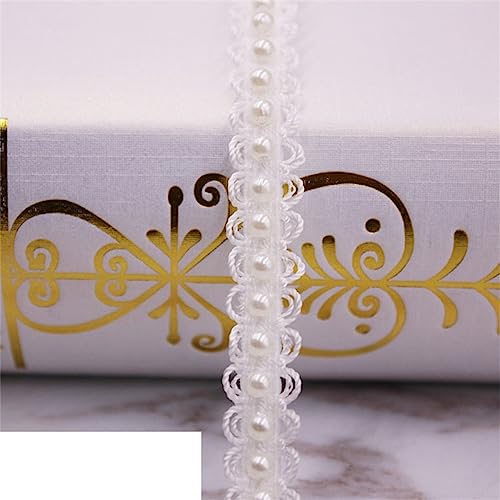 1 * Rute Faux Pearl Pearl Lace Fransen Besatz Strass Applikationen Verzierungen für Brautkleid Träger DIY (Color : 1, Size : 0.9m) von EBRICON