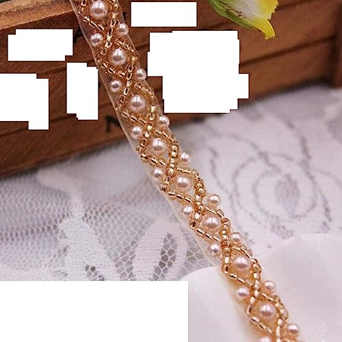 1 Yard Faux Perle Perlen Spitze Fransen Finish Strass Applikationen Hochzeitskleid Ornamente DIY Riemen (Color : 22, Size : 1 Yard) von EBRICON