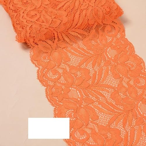 15 cm weiches, elastisches Spitzenband mit Blumenmuster, Bastelbedarf, Spitzenband, Kleid, Kleidung, Top, BH-Dekoration (Farbe: Orange) von EBRICON