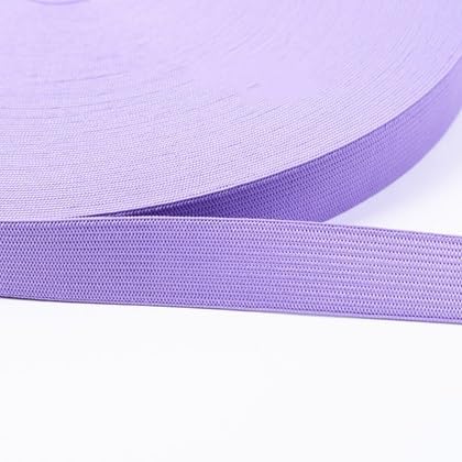 Bunte Gummibänder zum Nähen, Schneidern und Bekleidungszubehör – flexible Gummibänder, Spandex-Bänder und Taillenborte mit Nähspitzendetails (Farbe: 20 mm, flach, LTpurple, Größe: 1 Meter) von EBRICON