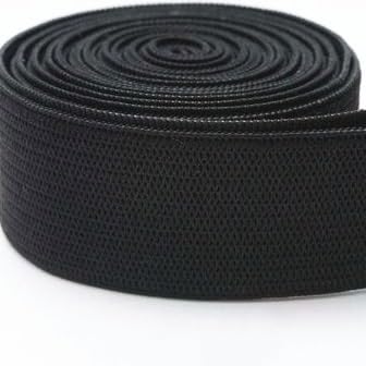 Bunte Gummibänder zum Nähen, Schneidern und Bekleidungszubehör – flexible Gummibänder, Spandex-Bänder und Taillenborte mit Nähspitzendetails (Farbe: 20 mm flach, schwarz, Größe: 1 Meter) von EBRICON