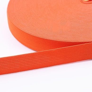 Bunte Gummibänder zum Nähen, Schneidern und Bekleidungszubehör – flexible Gummibänder, Spandex-Bänder und Taillenborte mit Nähspitzendetails (Farbe: 20 mm flaches Orange, Größe: 2 m) von EBRICON