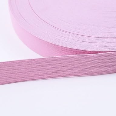 Bunte Gummibänder zum Nähen, Schneidern und Bekleidungszubehör – flexible Gummibänder, Spandex-Bänder und Taillenborte mit Nähspitzendetails (Farbe: 20 mm flaches Rosa, Größe: 1 Meter) von EBRICON