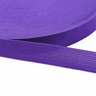 Bunte Gummibänder zum Nähen, Schneidern und Bekleidungszubehör – flexible Gummibänder, Spandex-Bänder und Taillenborte mit Nähspitzendetails (Farbe: 20 mmFlaT DK Purple, Größe: 1 Meter) von EBRICON