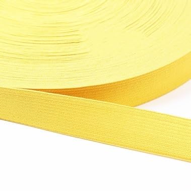 Bunte Gummibänder zum Nähen, Schneidern und Kleidungszubehör – flexible Gummibänder, Spandex-Bänder und Taillenborte mit Nähspitzendetails (Farbe: 20 mm flaches Gelb, Größe: 1 Meter) von EBRICON