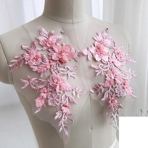 EBRICON 1 Stück Rosa Perle Blume Stickerei Patch Spitze Stoff Applikation Nähen Hochzeit Braut Kleid Schleier Handwerk Kleidungsstück (Color : Pink) von EBRICON