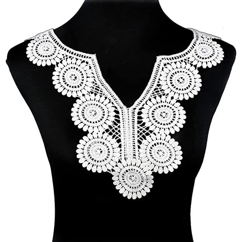 EBRICON 1 Stück weiße feine Venise Spitze Stoff Kleid Applikation Bluse Nähen Trims DIY Ausschnitt Kragen Kostüm Dekoration (Color : BW119W) von EBRICON