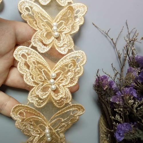 EBRICON 10 Stück/Partei Perlen Blume Organza Stickerei Stoff Spitze Patch trim Band Kleidung 3D Perlen Blume Hochzeit (Farbe: A04 5,5 x 6,5 cm, Größe: Einheitsgröße von EBRICON