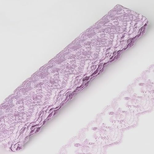 Elegante Stickerei-Spitzenband-Bordüre für DIY-Halsband, Armband, Nähen, Kleid, Hochzeits- und Party-Dekoration – vielseitiges Stoffzubehör (Farbe: Hellviolett) von EBRICON