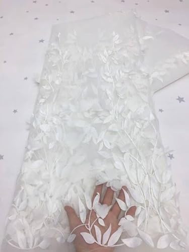 Eleganter blauer französischer Spitzenstoff mit Blumen und 3D-Perlen, exquisites Spitzennetz, perfekt für Hochzeitskleid oder Dekoration (Farbe : 07, Größe : 3 Yards) von EBRICON