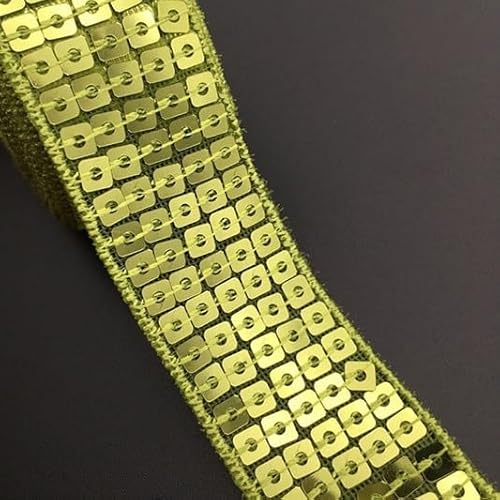 Funkelnde Pailletten Perlen trimmen Spitze Pailletten Bänder für DIY Kleidung und Haarschmuck (Color : 11 Lime Green) von EBRICON