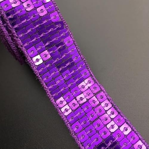 Funkelnde Pailletten Perlen trimmen Spitze Pailletten Bänder für DIY Kleidung und Haarschmuck (Color : 5 Purple) von EBRICON