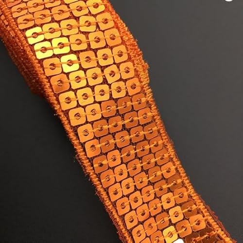 Funkelnde Pailletten-Perlenbesatz, Spitze, Spangle Bänder für DIY-Kleidung und Haar-Accessoires (Farbe: 12 Flammenorange) von EBRICON