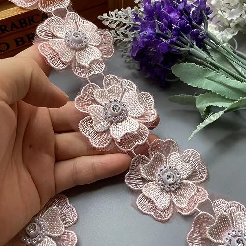 Perle Blume Schneeflocke Stickerei Stoff Spitze Patch Trim Band - elegante DIY-Anwendung für Kleidung, 3D-Perlen und Hochzeitskleid (Color : 9) von EBRICON