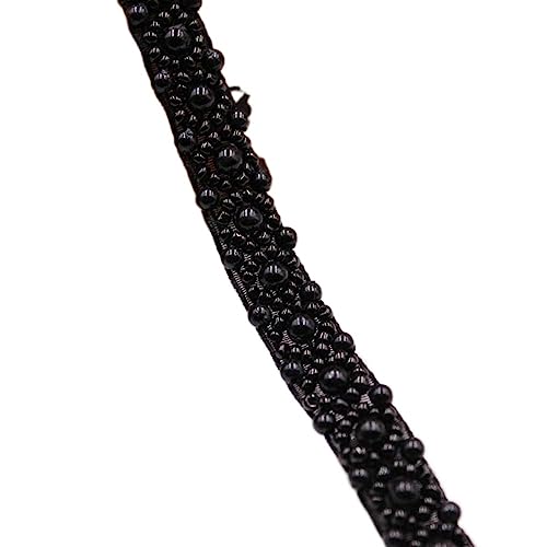 Perlenbesatz, Brautspitze, Kristall, Strass, Applikation, zum Basteln, Nähen, Hochzeitskleid, DIY-Stoff (Farbe: Schwarz, Größe: 1 cm) von EBRICON