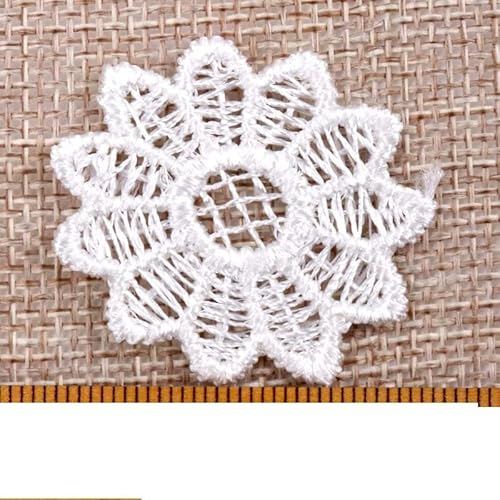 Weiße Blume Stickerei Spitze Stoff Applikation Nähen Patch Band Spitze Stoff Kleidungsstück Zubehör Dekoration (Color : 20pcs 34mm) von EBRICON