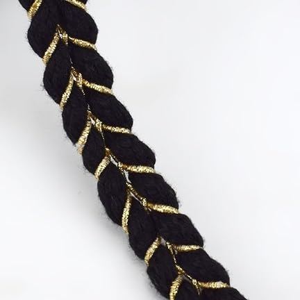 Zartes Fransenband in Beige und Weiß – Exquisite Quasten-Spitze mit Strickstoff, Perlenverzierungen – Basteldekoration und Nähzubehör (Farbe: Schwarz - 15 mm, Größe: 2 Yards) von EBRICON