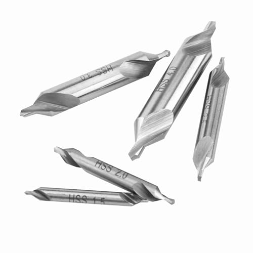 5pcs Hochgeschwindigkeits -Stahl -Mittel -Bohrer -Bits für Präparierte Metallbearbeitung und Drehanwendungen, 60 -Grad -Winkel, Größen .5/2/2,5/3/4mm von EBTOOLS