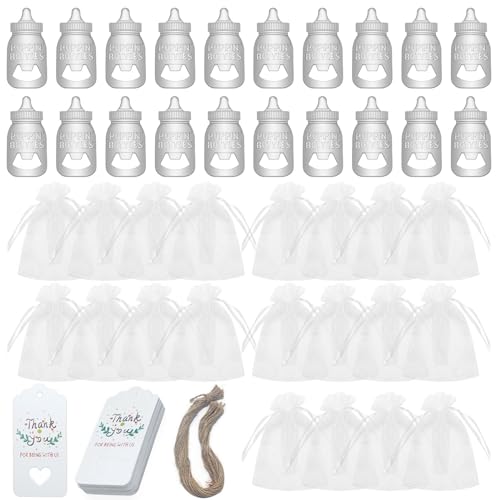 EBVincxmk Vielseitiges Flaschenöffner-Set für Babypartys, stilvolles Flaschenöffner-Set für Gäste, praktisches Werkzeug zum Öffnen von Flaschen, Dankeskarten, 20 Stück von EBVincxmk