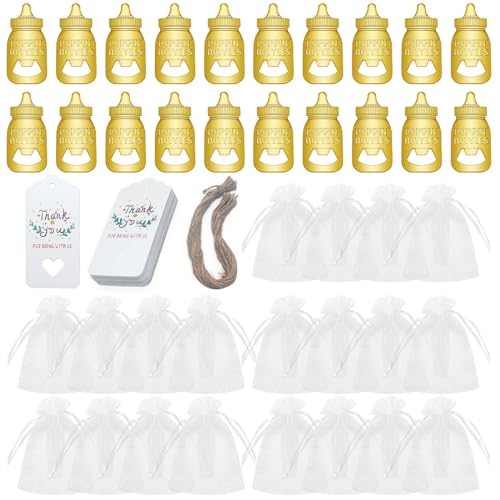 EBVincxmk Vielseitiges Flaschenöffner-Set für Babypartys, stilvolles Flaschenöffner-Set für Gäste, praktisches Werkzeug zum Öffnen von Flaschen, Dankeskarten, 20 Stück von EBVincxmk