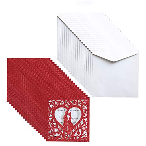 Hochzeitseinladungskarten, Glitzer, hohl, Grußkarte, Einladungsumschlag, 20 Stück von EBVincxmk