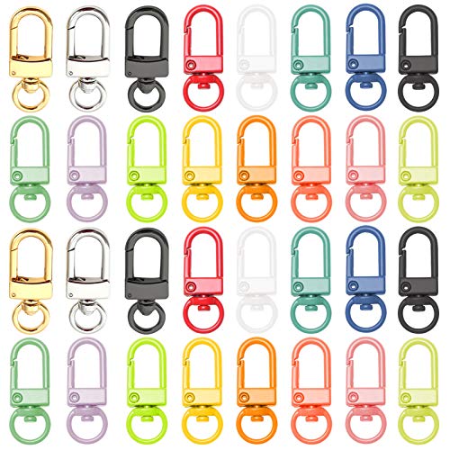 32PCS Metall-Hummerklauenverschl¨¹sse f¨¹r Schl¨¹sselbundringe Mehrfarbige drehbare Lanyards Trigger Snap Hooks Riemen f¨¹r Taschen DIY Crafts Schmuckherstellung Zubeh?r, 34x14x6,5 mm von LUOLIPEYA