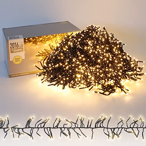 ECD Germany LED Büschel Lichterkette 14,5m 2016 LEDs Warmweiß, Strombetrieb, IP44 Wasserdicht, Innen/Außen, Weihnachtsbeleuchtung Weihnachtsbaum Cluster Lichterkette Büschellichterkette Büschelkette von ECD Germany