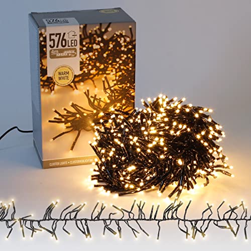 ECD Germany LED Büschel Lichterkette 4,2m 576 LEDs Warmweiß, Strombetrieb, IP44 Wasserdicht, Innen/Außen, Weihnachtsbeleuchtung Weihnachtsbaum Cluster Lichterkette Büschellichterkette Büschelkette von ECD Germany