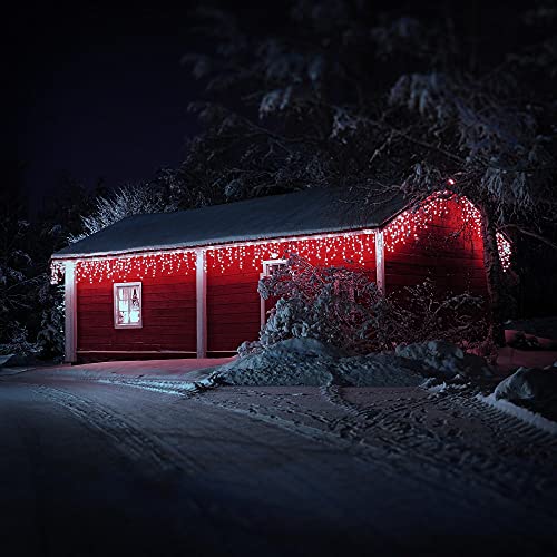 ECD Germany LED Lichtervorhang 12m 360 Kaltweiße LEDs, Eiszapfen Lichterkette LED Lichterkettenvorhang Weihnachten Eisregen Vorhang, IP44 Wasserdicht, Innen/Außen, Weihnachtsbeleuchtung Weihnachtsdeko von ECD Germany