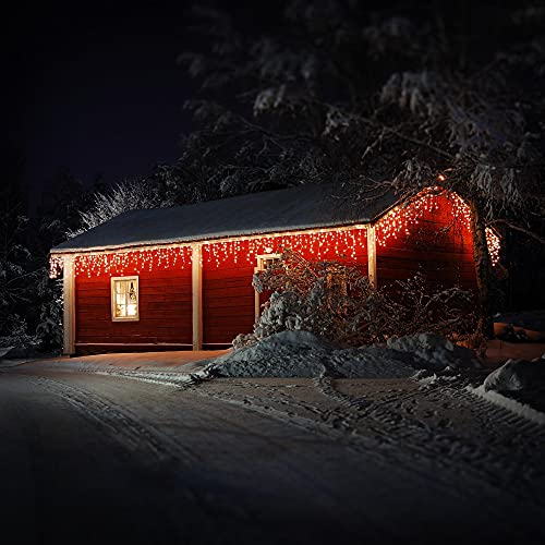 ECD Germany LED Lichtervorhang 6m 180 Warmweiße LEDs, Eiszapfen Lichterkette LED Lichterkettenvorhang Weihnachten Eisregen Vorhang, IP44 Wasserdicht, Innen/Außen, Weihnachtsbeleuchtung Weihnachtsdeko von ECD Germany