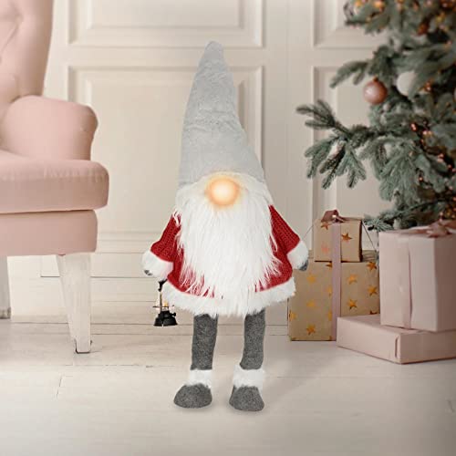 ECD Germany LED Wichtel-Figur mit warmweiß beleuchtete Laterne und Nase 80cm Rot-Grau stehend batteriebetrieben Puppe mit Mütze Weihnachtsdeko Weihnachtswichtel Weihnachtszwerg Deko Zwerg Gnom Plüsch von ECD Germany