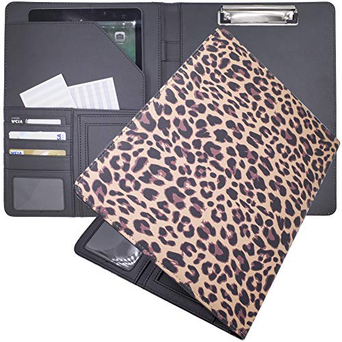 Portfolio-Ordner Padfolio Klemmbrett Wunderschönes Design für Unternehmen Portfolio-Organizer Lebenslauf Ordner Stillen Niedlich Aufbewahrung Leder Portfolios Frauen Herren Organizer leopard von ECEIRO