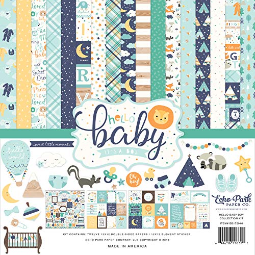 ECHO PARK PAPER COMPANY BB172016 Hello Baby B Halsband, 30,5 x 30,5 cm, Marineblau, Gelb, Blaugrün, Orange, Orange, Einheitsgröße von Echo Park Paper Company