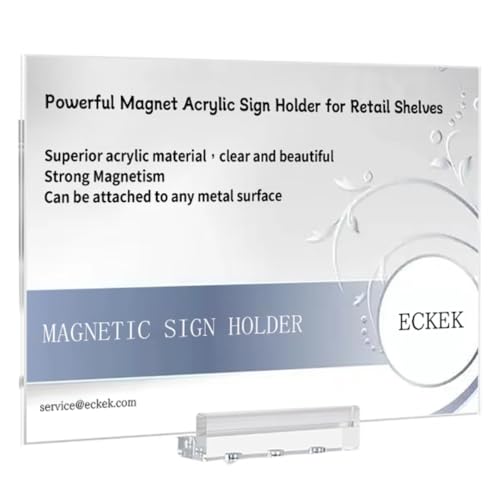 ECKEK Magnetischer Schilderhalter, starker Magnet, Acryl-Schilderhalter für Einzelhandelsregale, Display-Shop, Verkäufer, Event, Lager und Ladenbedarf (Acryl-Basis, 297 x 210 mm) von ECKEK