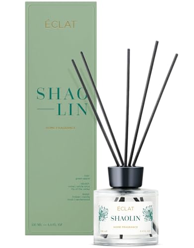 ÉCLAT Shaolin Duftstäbchen Raumduft - Duftöl Diffusor Sticks - grün-blumig-frischer Duft - Zimmer Parfum mit Veilchen, Holz und weißem Lotus - langanhaltender Raumerfrischer - 130 ml von ÉCLAT