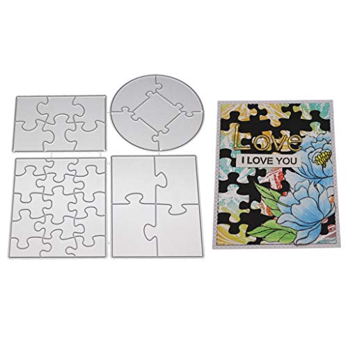 ECMQS 4 Stück Puzzle Stanzmaschine Stanzschablone, Scrapbooking Prägeschablonen Stanzformen Schablonen, Für DIY Scrapbooking Album, Schneiden Schablonen Papier Karten Sammelalbum Dekor von ECMQS