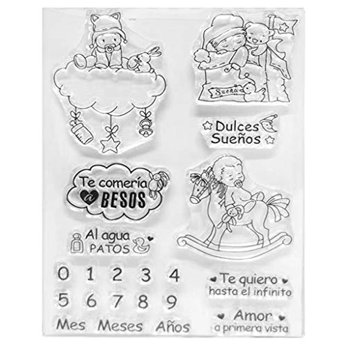 ECMQS Baby DIY Transparente Briefmarke, Silikon Stempel Set, Clear Stamps, Schneiden Schablonen, Bastelei Scrapbooking-Werkzeug von ECMQS