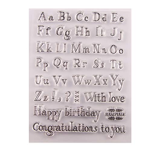 ECMQS Happy Birthday Alphabet DIY Transparente Briefmarke, Silikon Stempel Set, Clear Stamps, Schneiden Schablonen, Bastelei Scrapbooking-Werkzeug von ECMQS