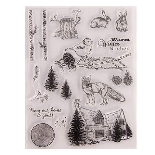 ECMQS Winter Tiere DIY Transparente Briefmarke, Silikon Stempel Set, Clear Stamps, Schneiden Schablonen, Bastelei Scrapbooking-Werkzeug von ECMQS