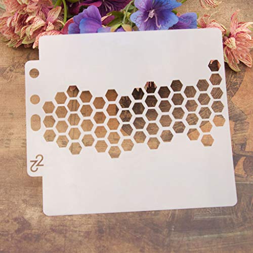 Hexagon DIY Painting Stencils Schablonen, Waschbar Reusable Hohl Schablone Für Das Malen Von Holzveranda-Schildern, Verwendung An Der Wand, Stoff Und Platten Usw von ECMQS