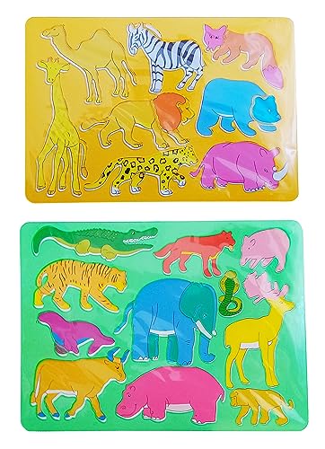 TIERE SCHABLONEN Set 2-tlg. zum Malen aus Kunststoff Malschablonen Tier Schablone Handwerk Kinder Kunst Malzubehör 33 von ECO