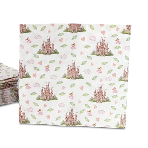 ECOFIESTA 240x Servietten rosa für Kindergeburtstage 33 x 33 cm Prinzessin - Geburtstagsservietten saugfähig - Papierservietten, Partygeschirr von ECOFIESTA