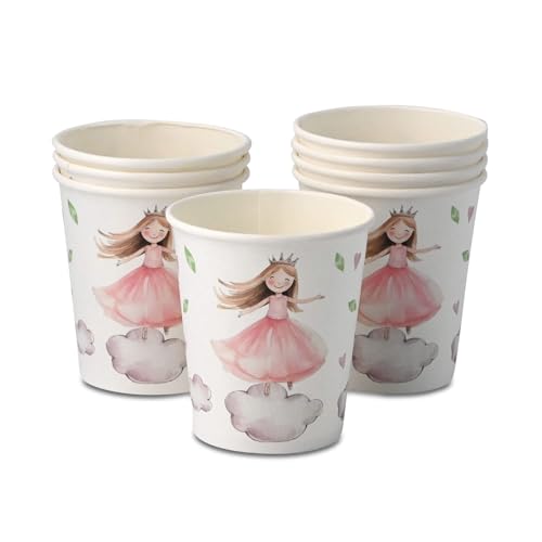 ECOFIESTA 24x Pappbecher für Kindergeburtstage 200 ml Prinzessin - Papierbecher plastikfrei - Prinzessin Deko Geburtstag, Partygeschirr Kindergeburtstag von ECOFIESTA