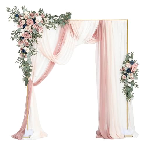 ECOM KING 7.87FT quadratische Hochzeit Bogen Stand für Zeremonie, Metall Hintergrund Stand Heavy Duty mit Basis, Gold Ballon Bogen Rahmen für Geburtstagsfeier Braut Baby Dusche Dekoration von ECOM KING