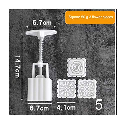 ECOSWAY Quadratisch/Rund Mooncake Gussform Hand Druck Hersteller Form mit Blume Stempel Plastik Kekse Schneider - 5 von ECOSWAY